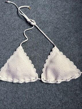 Victoria's Secret White Crochet Triangle Bikini Top